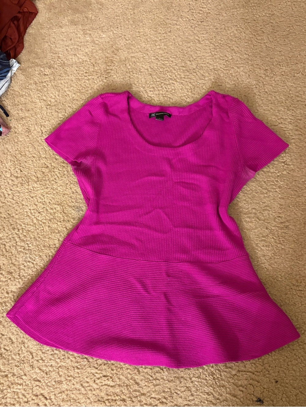 INC International Concepts Bright Fuchsia Peplum Tee